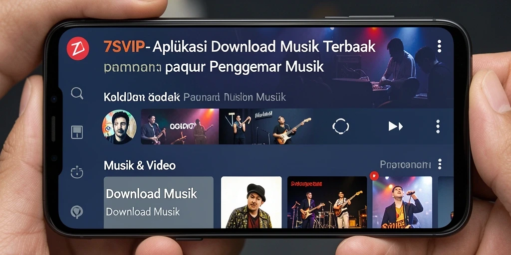 Tampilan antarmuka 7SVIP yang menarik dan mudah digunakan untuk Download Musik.