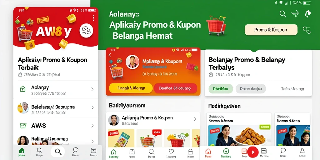 Tampilan antarmuka aplikasi AW8 dengan berbagai promo menarik.