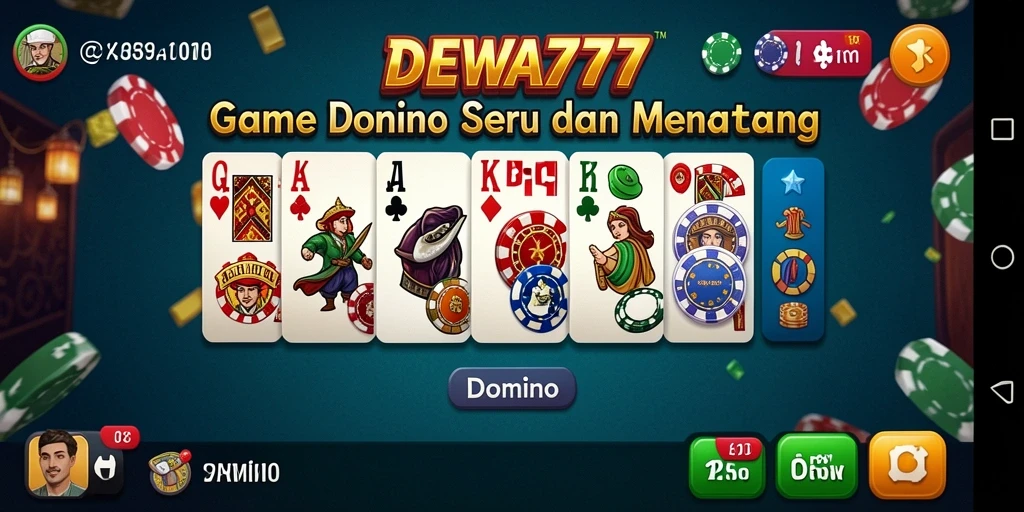 Antarmuka menarik dari permainan Domino DEWA777.