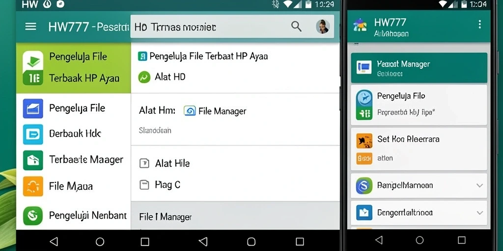 Antarmuka utama HW777 dengan fungsi pengelolaan file yang efisien.