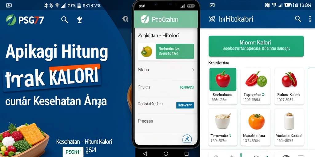 Tampilan aplikasi Hitung Kalori PSG77 dengan fitur interaktif yang memudahkan pengguna.