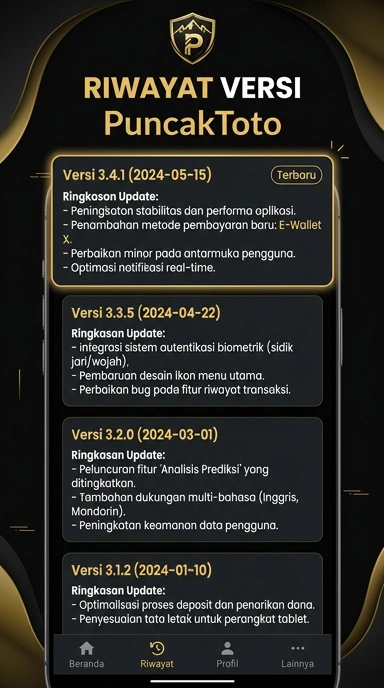 Riwayat Versi Puncaktoto Terbaru dan Pembaruan